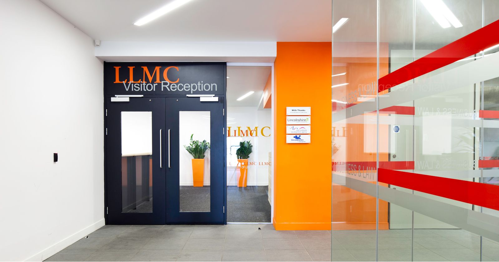 University of Lincoln Glass Partitions  and signage by APSS
