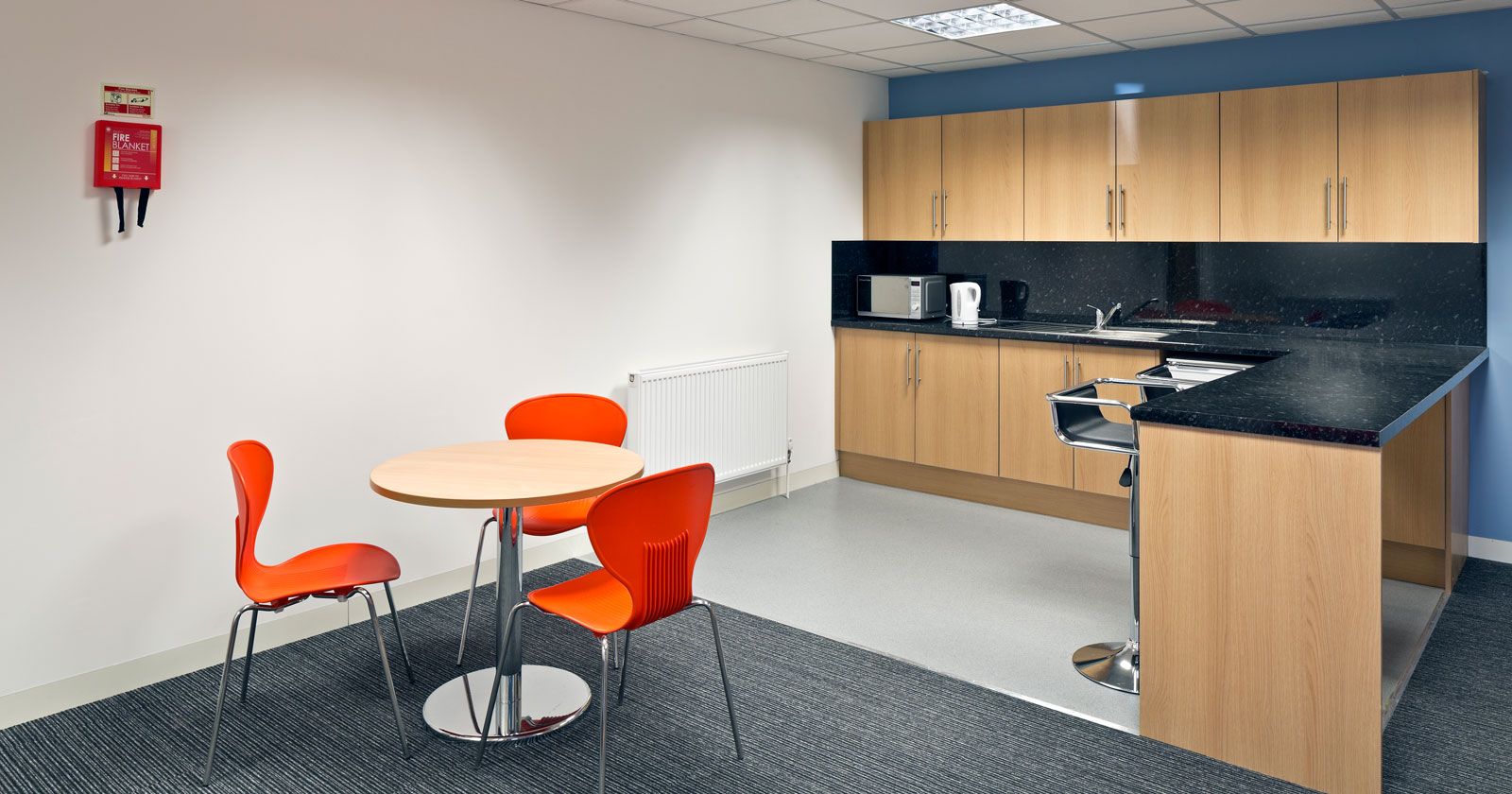 AW Repair Group Break Out Area and Staff Kitchen with office furniture provided by APSS