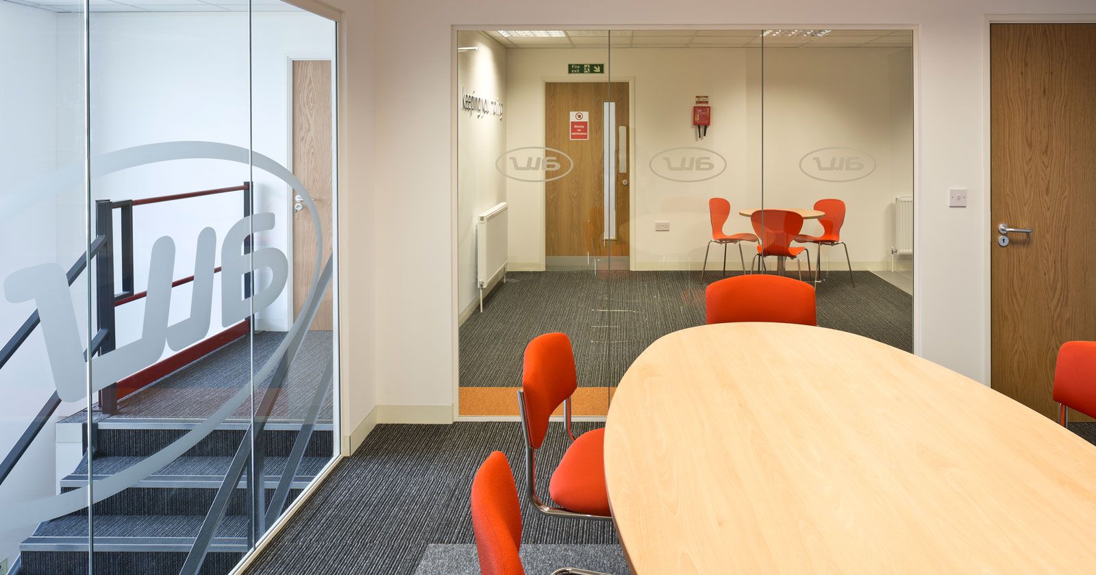 AW Repair Group Office Fit Out Meeting Rooms and Mezzanine installation with office furniture provided by APSS