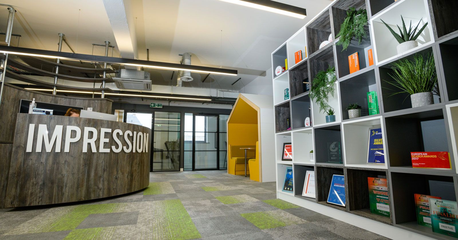 Impression Digital Marketing Bespoke Reception Desk Designed and Built by APSS Joinery