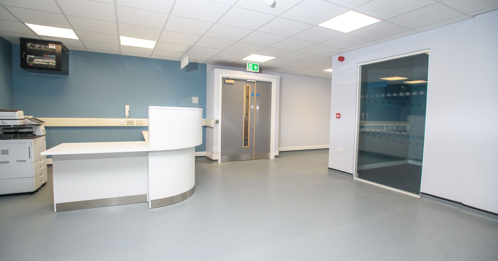 Queensgate Medical Centre Reception Area Finished to HMT63 Regulation Standard by APSS