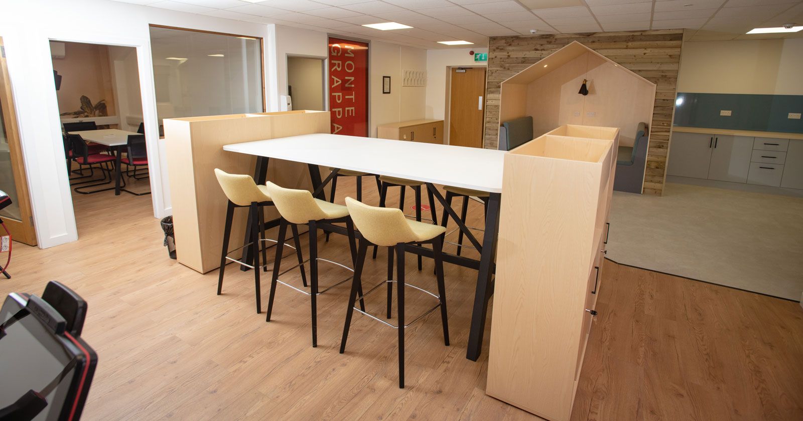 Wattbike Office Design Nottinghamshire High Bench Meeting Pod and Breakout Area By APSS