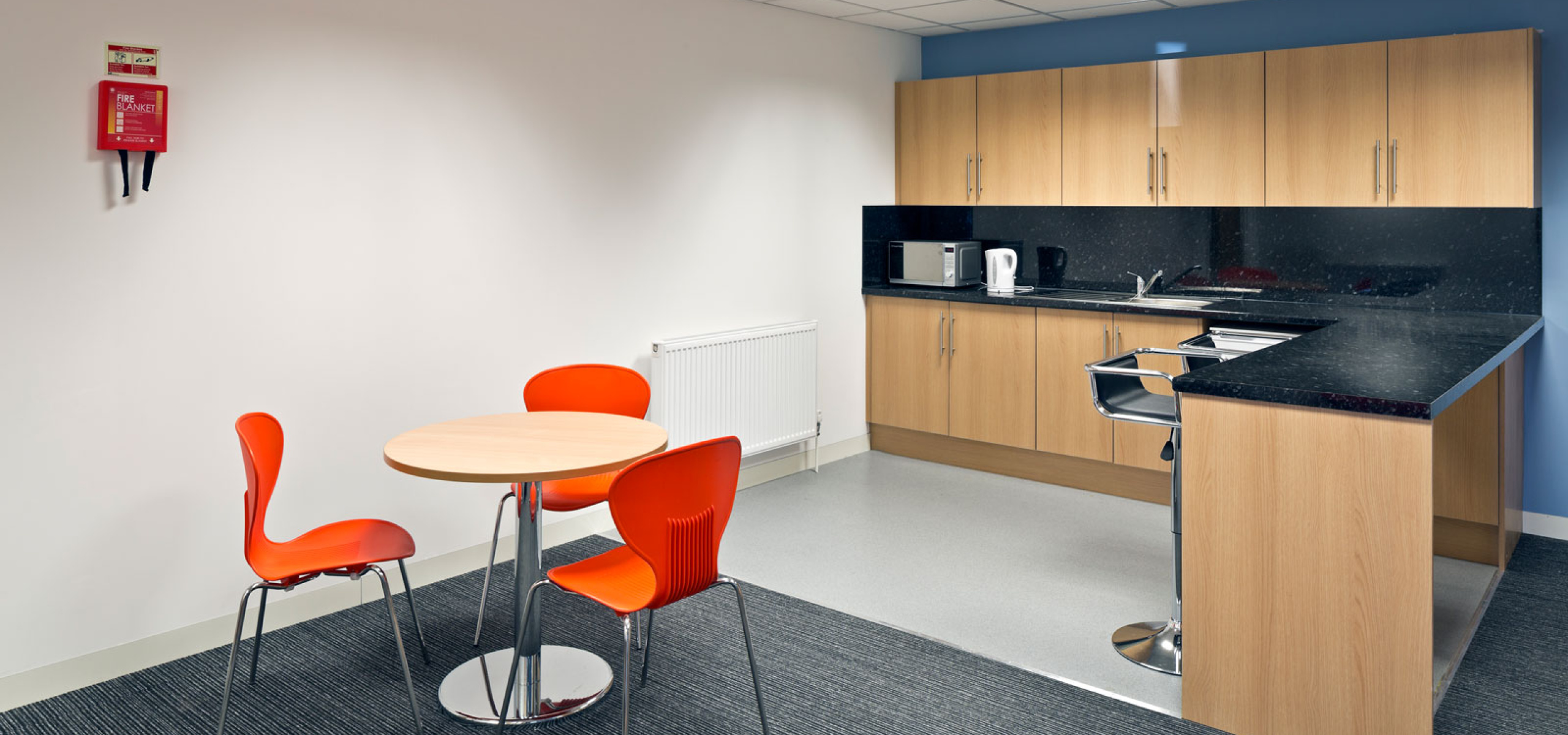 AW Repair Group Break Out Area and Staff Kitchen with office furniture provided by APSS