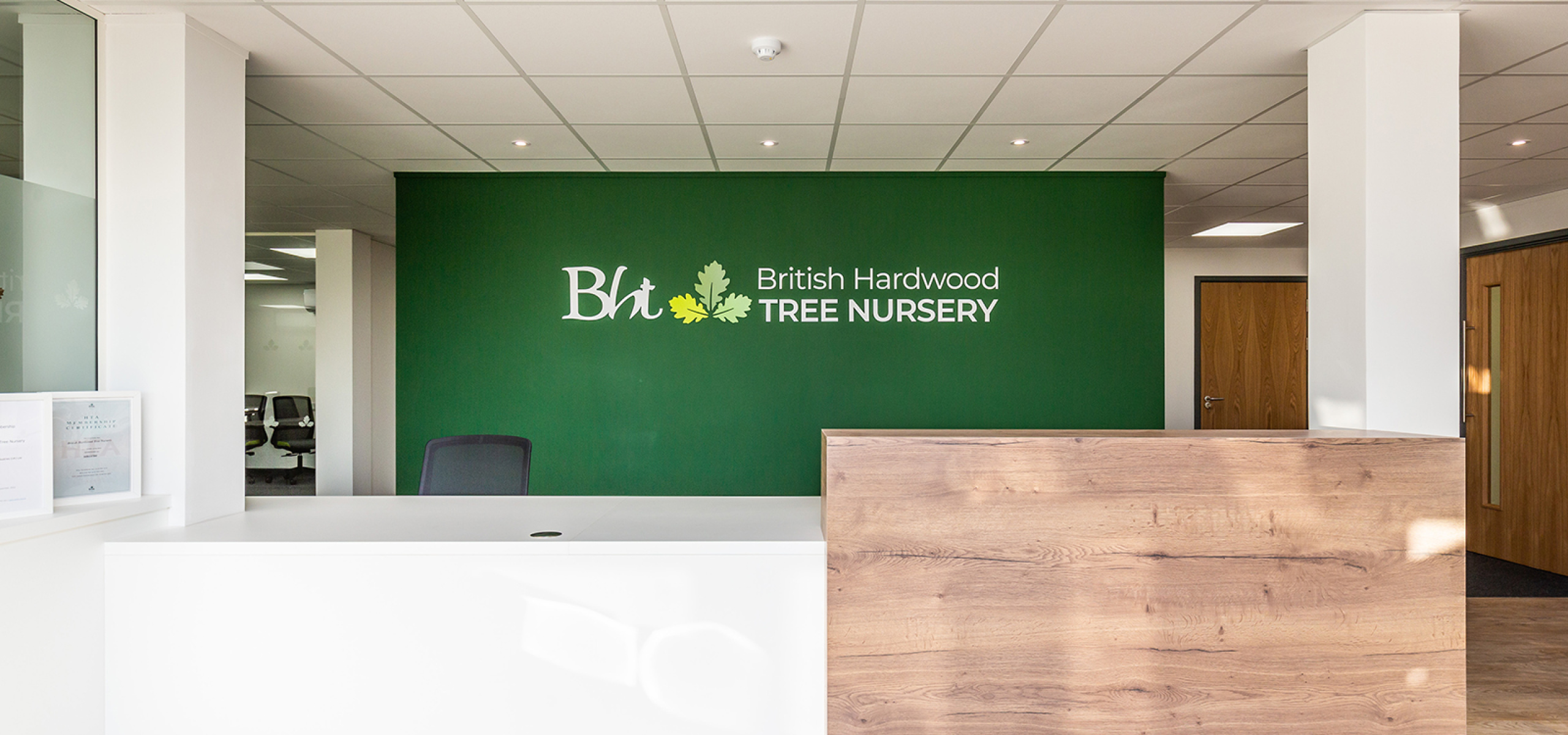 APSS designed and built British Hardwood Tree Nursery Reception Desk