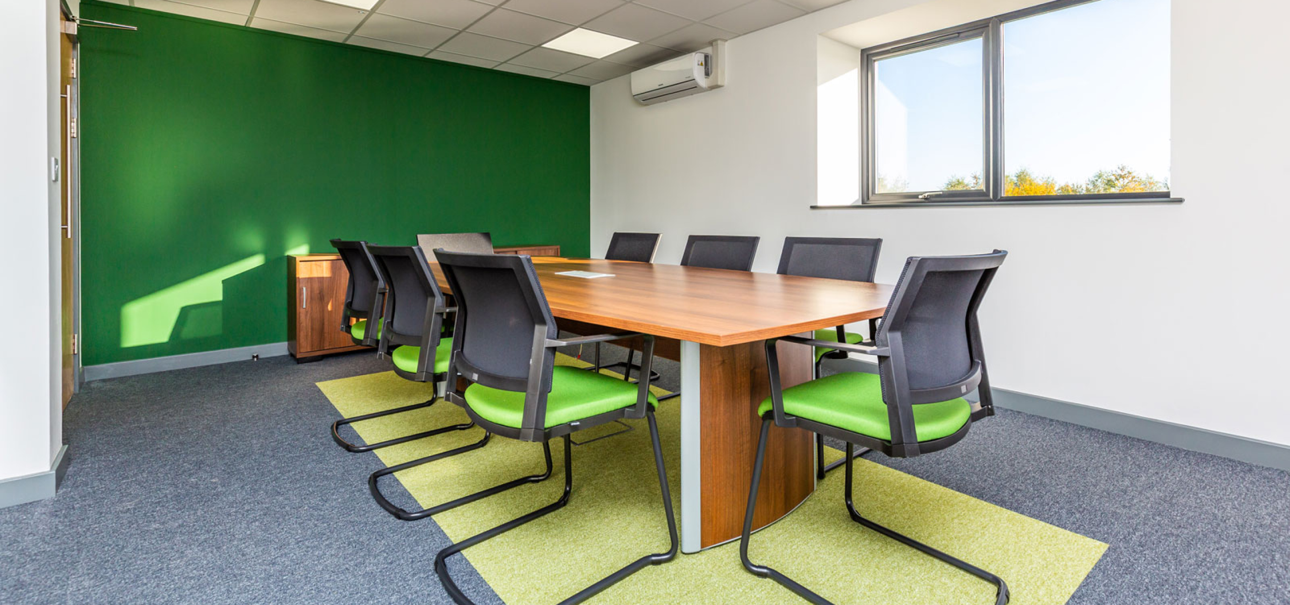 British Hardwood Tree Nursery Meeting Room Glass Partitions Green by APSS