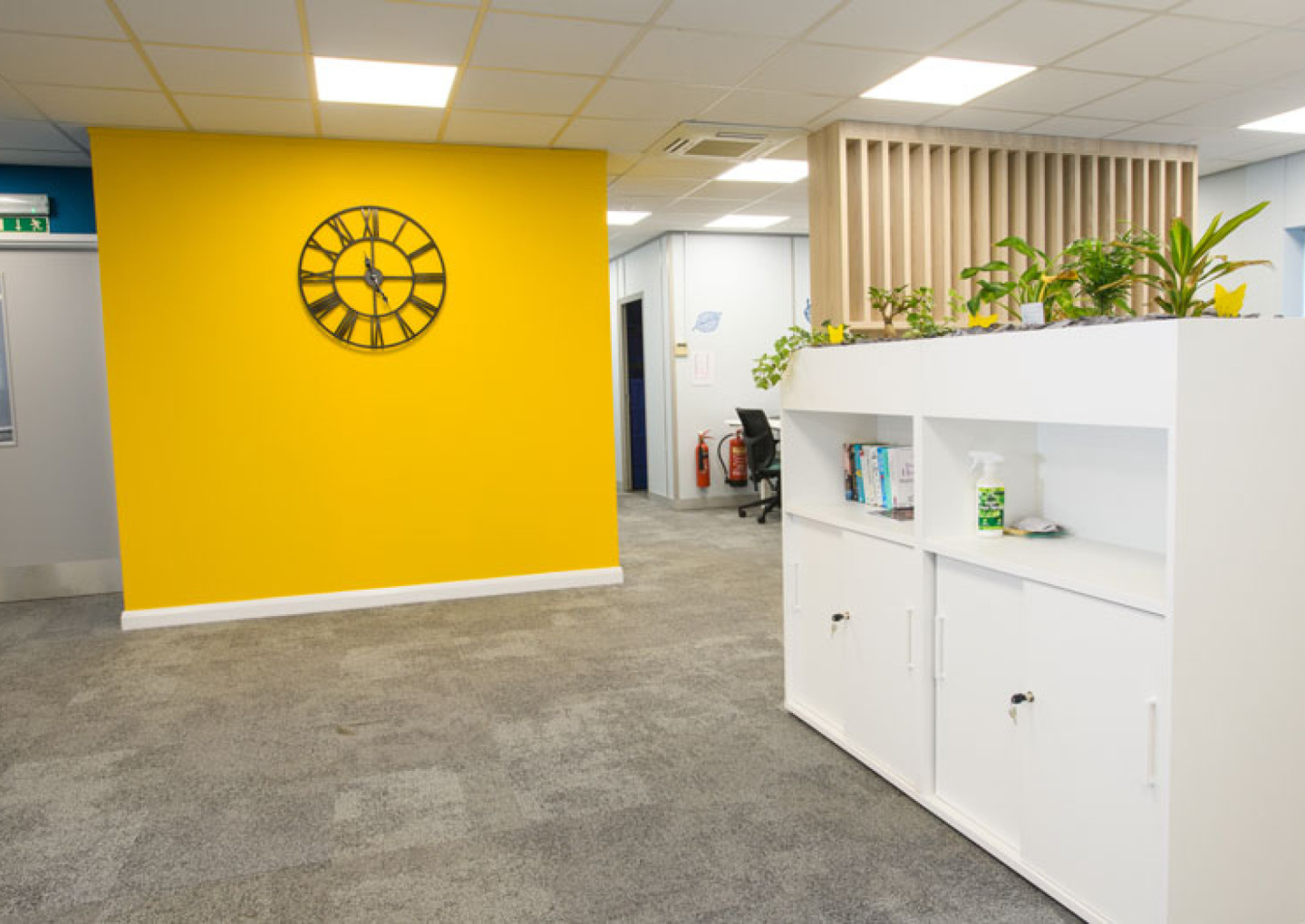 Charnwood Accountants Wooden Partitions and Office Planters Designed and Created by APSS Joinery
