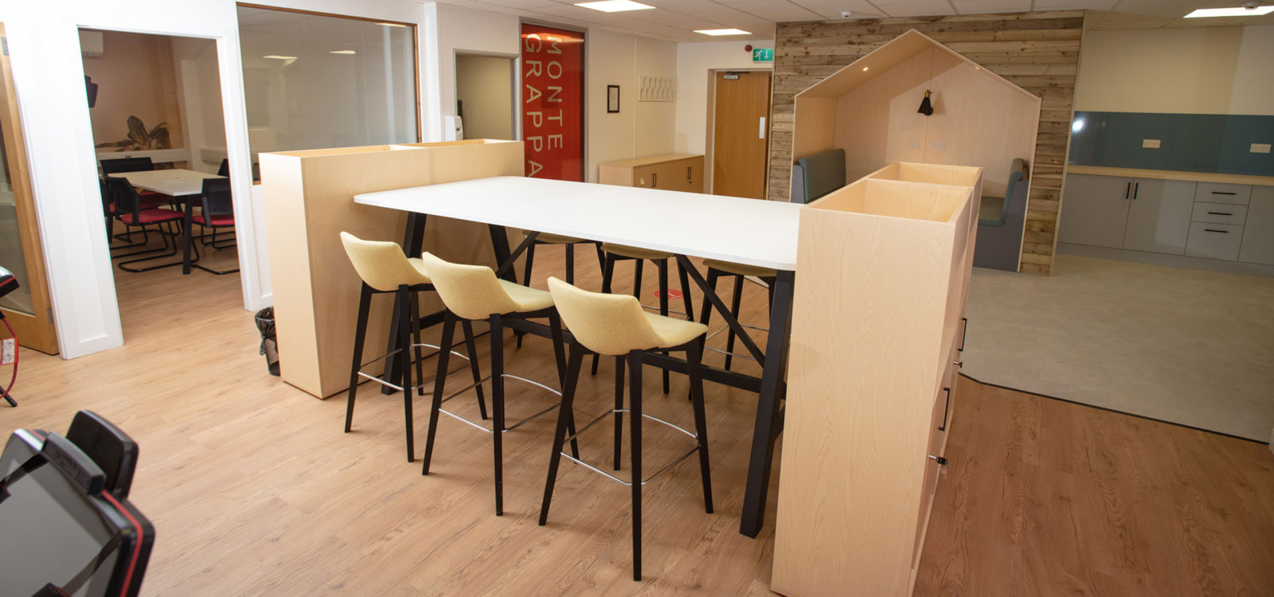 Wattbike Office Design Nottinghamshire High Bench Meeting Pod and Breakout Area By APSS