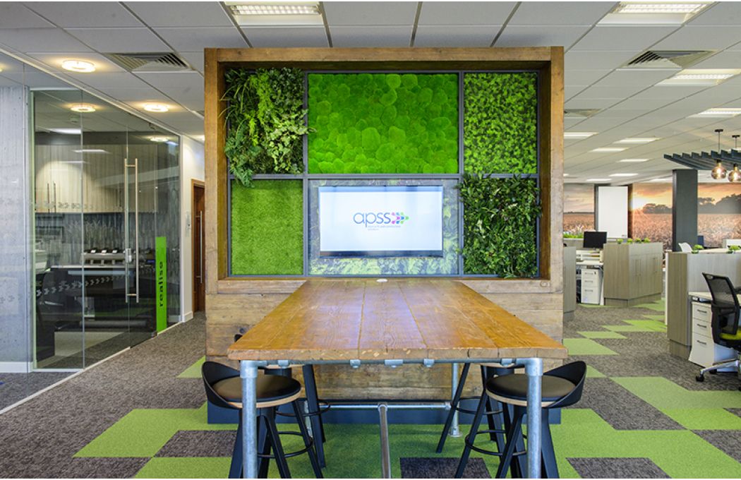 APSS Office Fit Out Biophilic Wall and Collaboration Space 